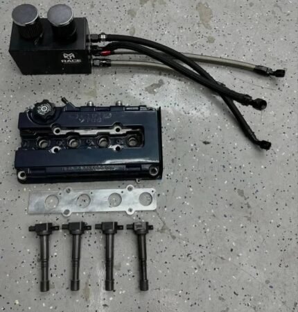 B series Valve Cover w Bungs Catchcan with lines