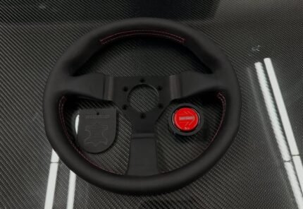omo Monte Carlo Steering Wheel 320MM Leather w/ Red Stitching